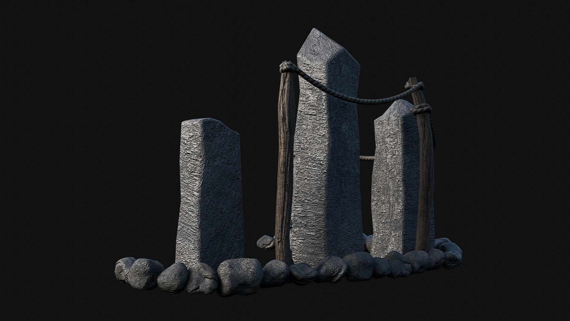 VIKING NORSE ROCK STONE STRUCTURES TOTEMS SYMBOL COLLECTION AAA Low-poly 3D model_32