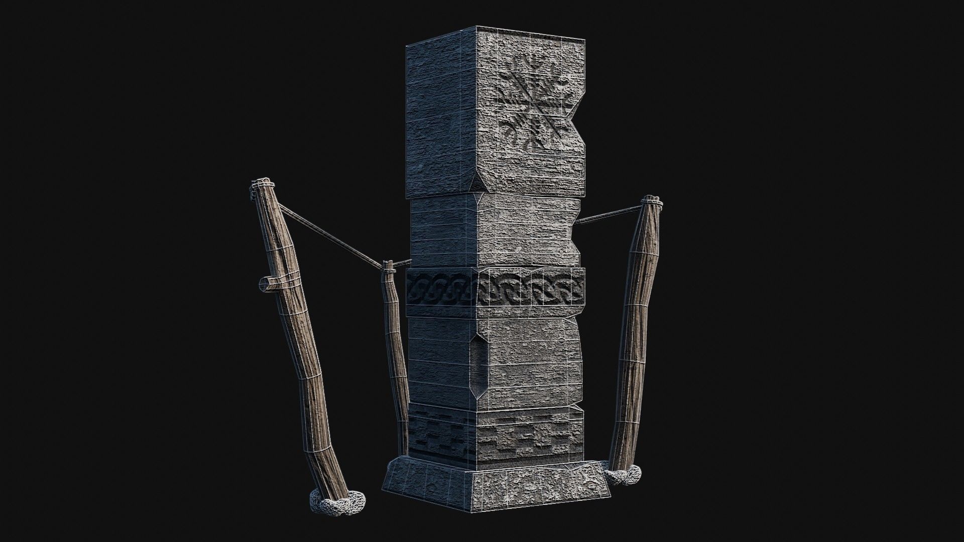 VIKING NORSE ROCK STONE STRUCTURES TOTEMS SYMBOL COLLECTION AAA Low-poly 3D model_48