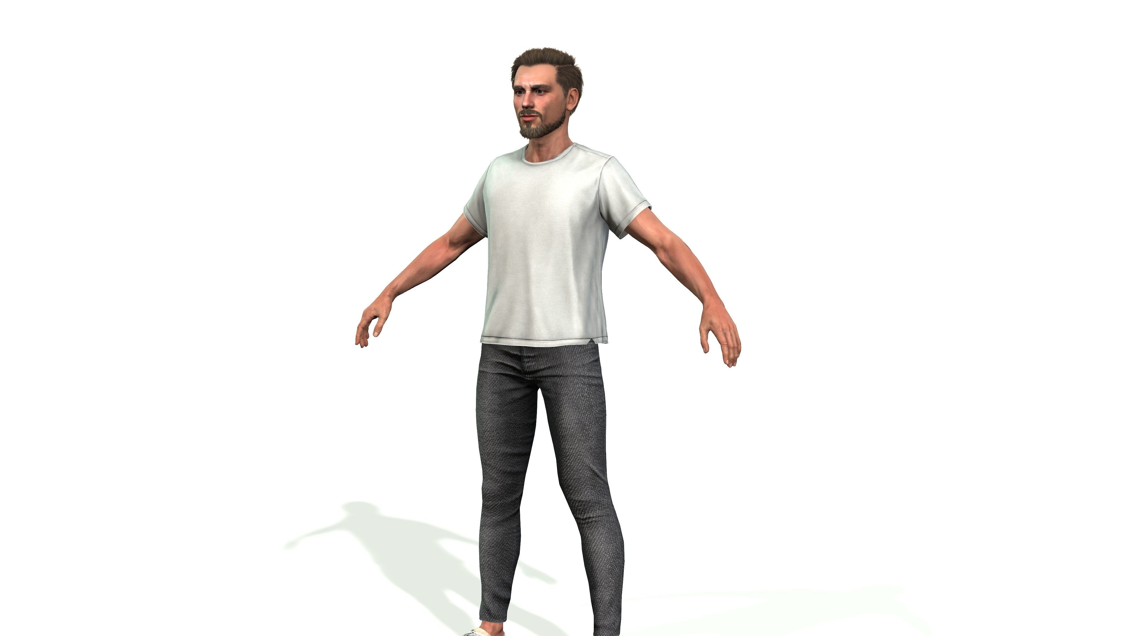 High Quality 3D Male Character Fully Rigged and Textured 3D model_2