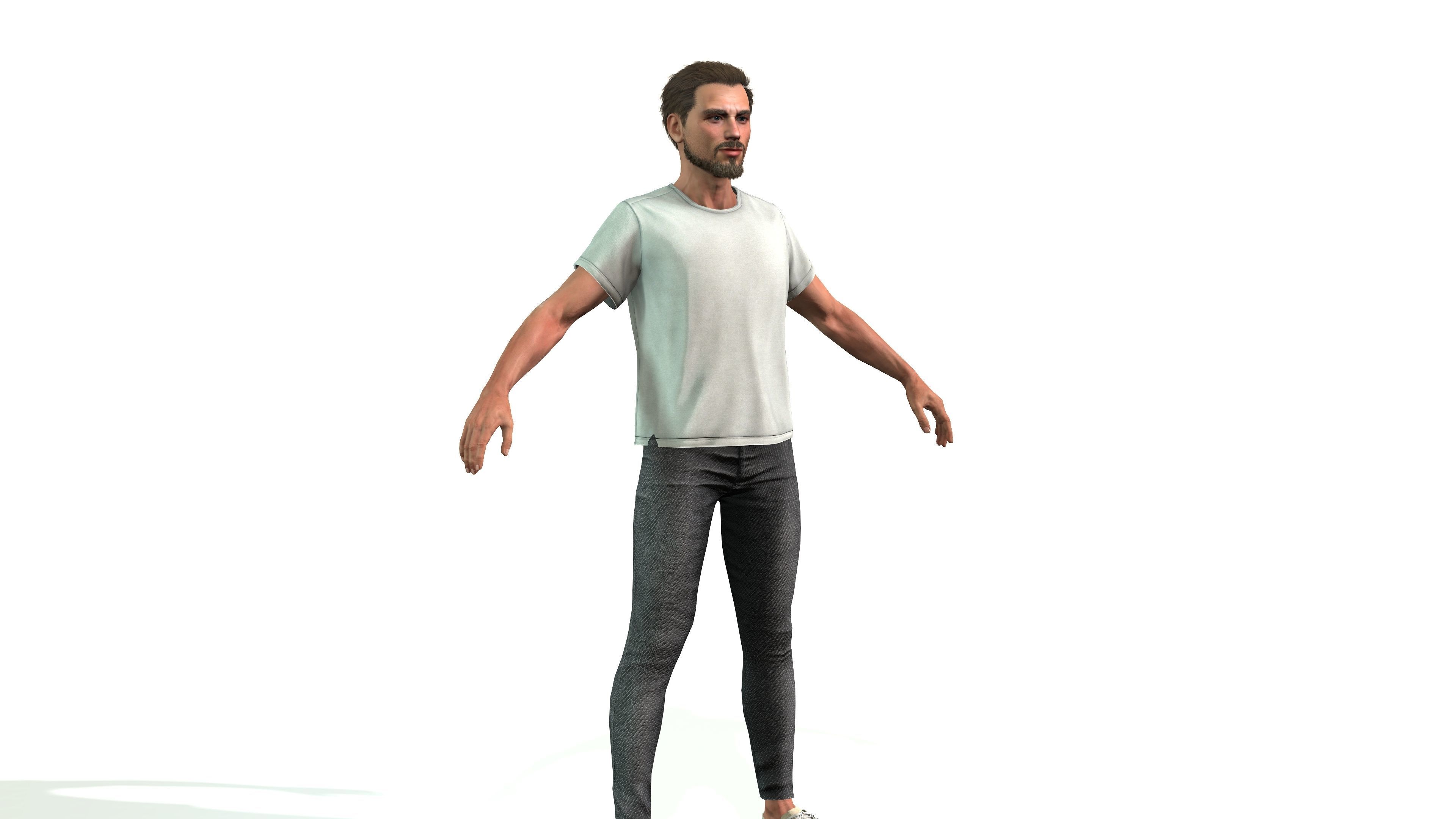 High Quality 3D Male Character Fully Rigged and Textured 3D model_1
