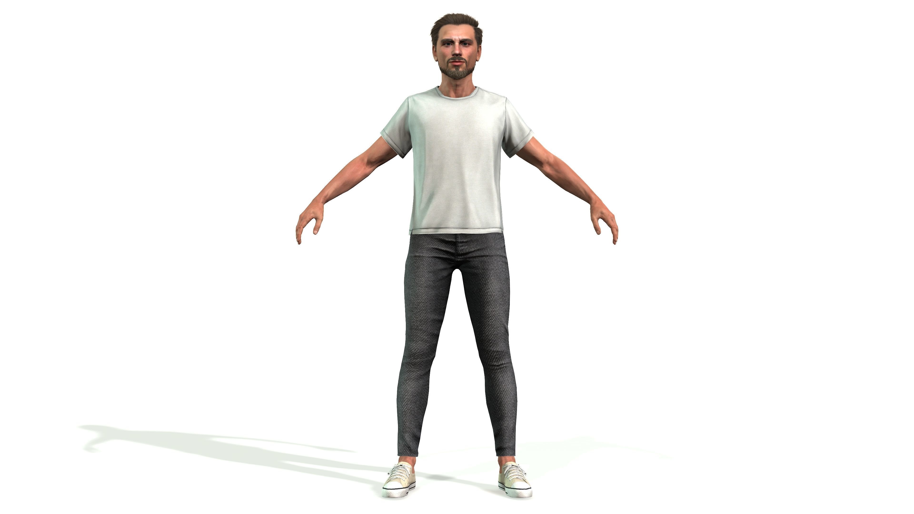 High Quality 3D Male Character Fully Rigged and Textured 3D model_3