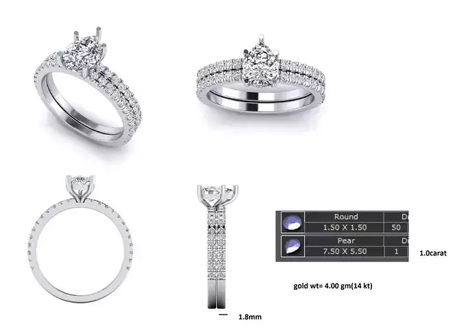 Bridal Diamond Engagement Ring For Women 3D Model