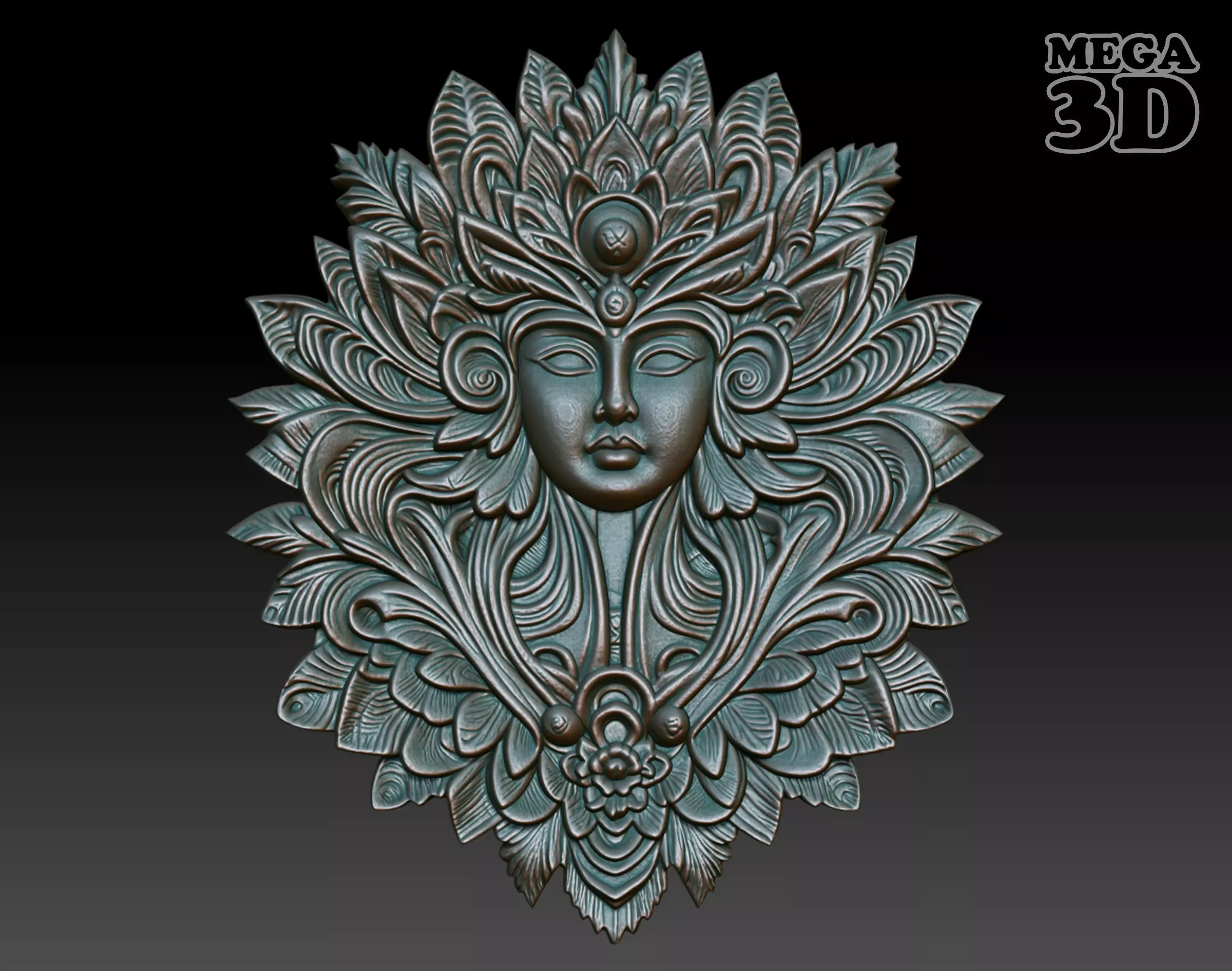 Native Goddess basrelief 06 240729 3D print model_0