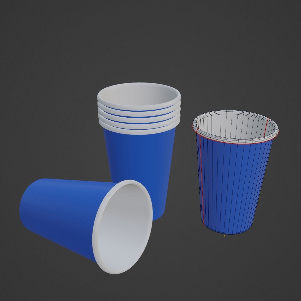 Paper Cup 01 Low-poly 3D model_7