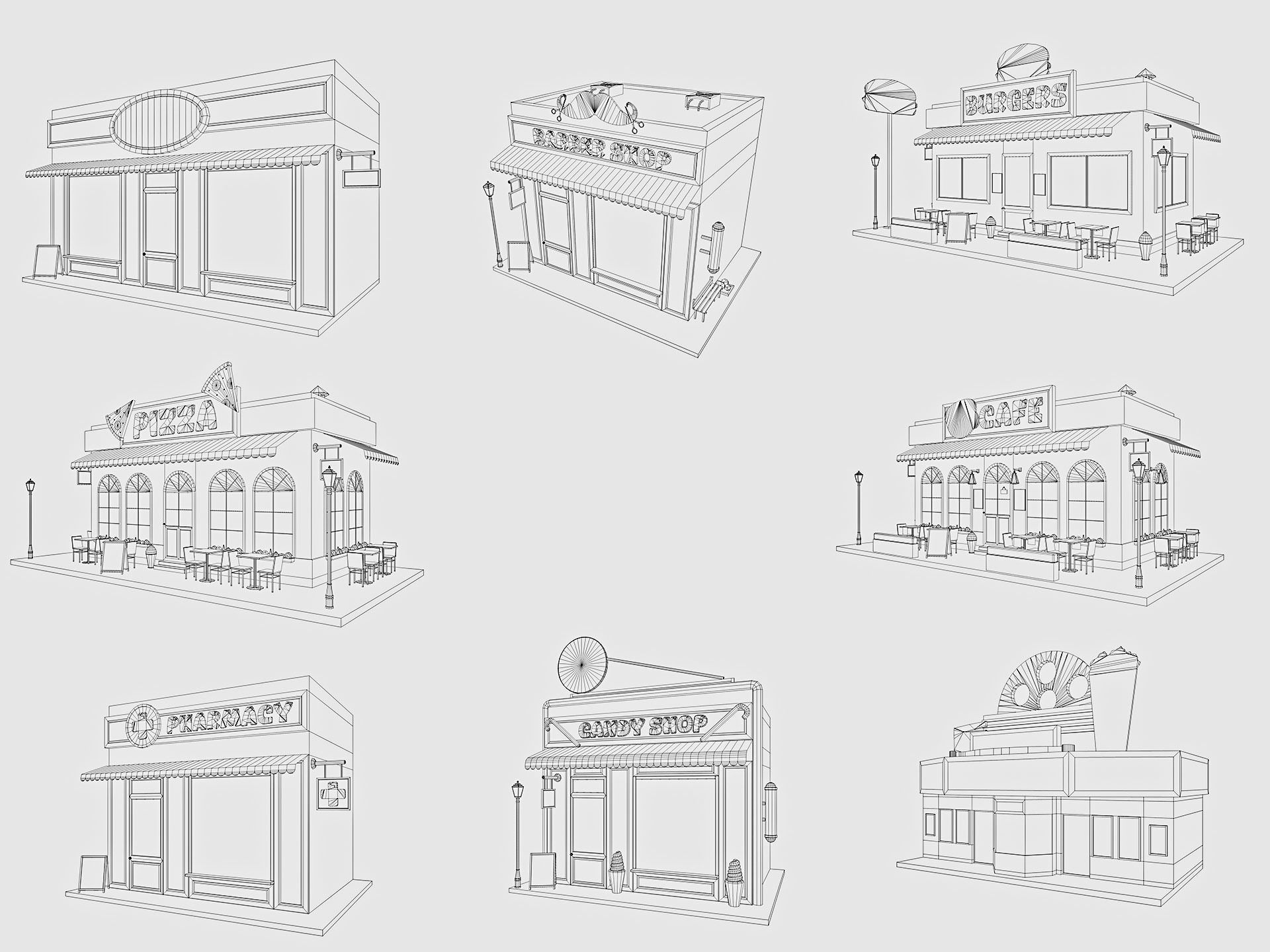 Cartoon City Pack Low-poly 3D model_9