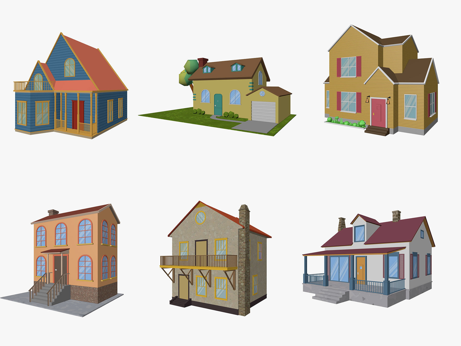 Cartoon City Pack Low-poly 3D model_16
