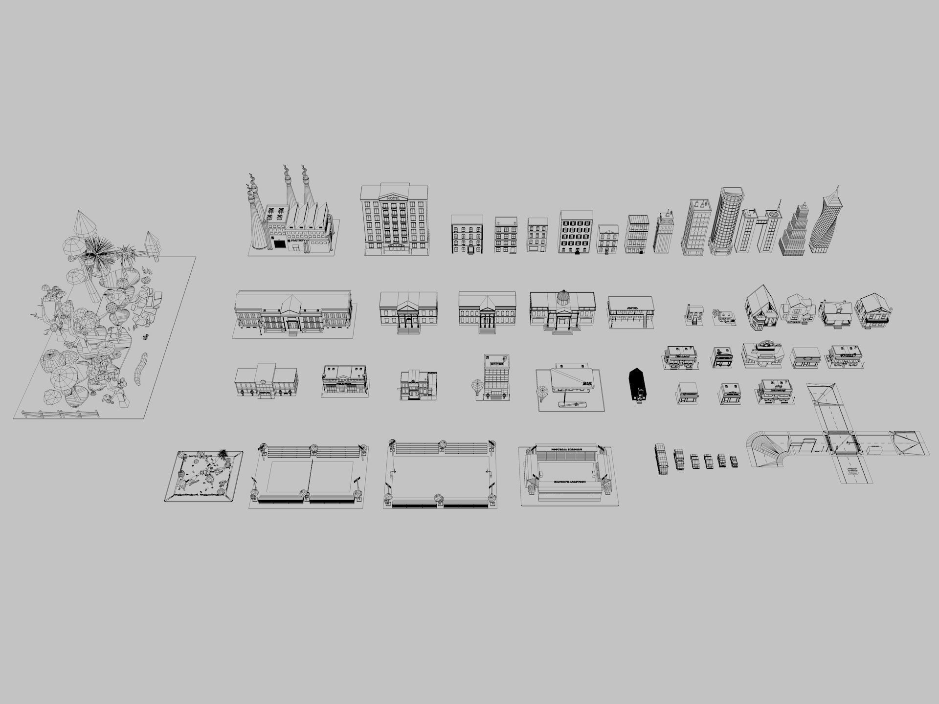 Cartoon City Pack Low-poly 3D model_5