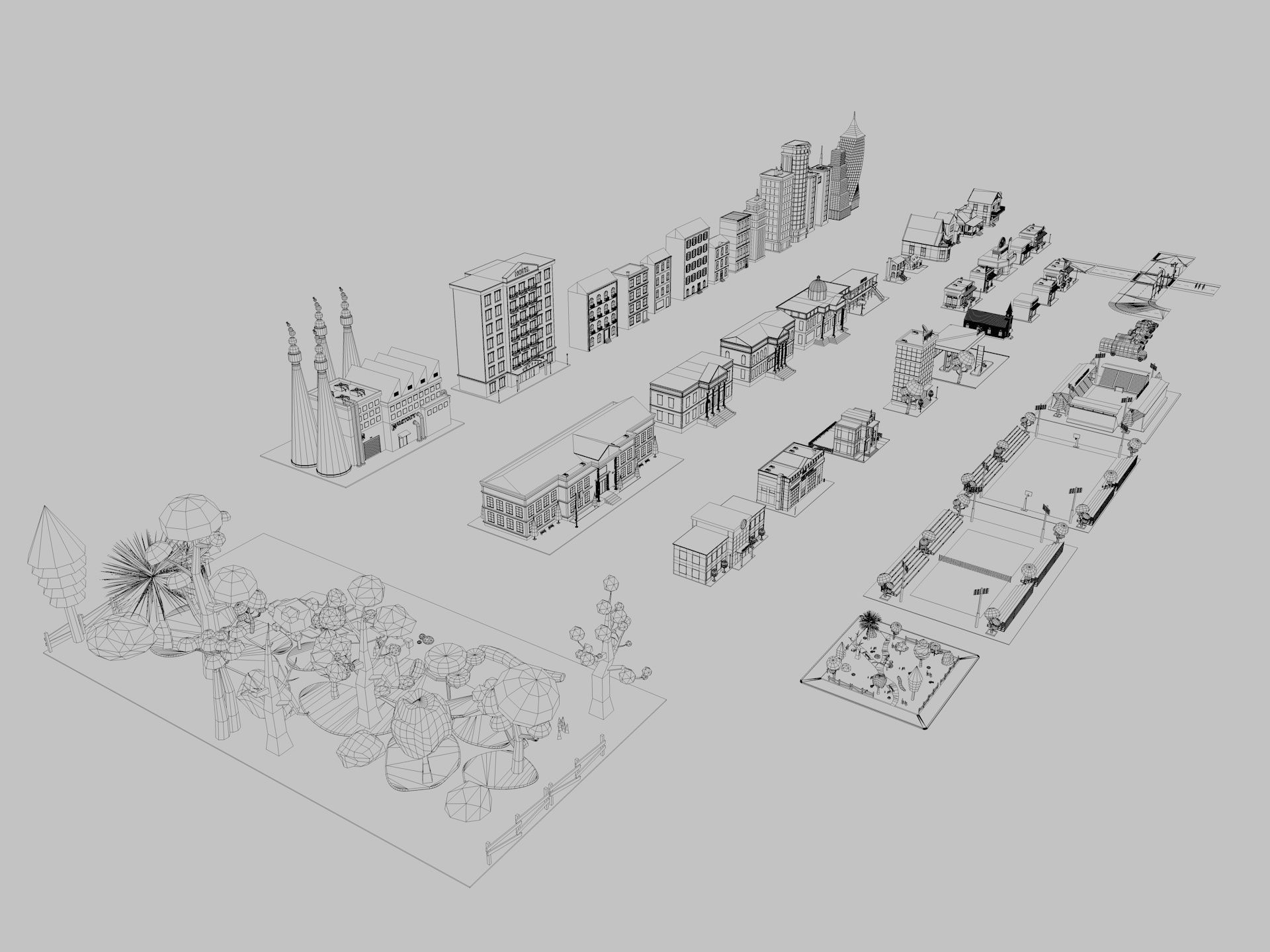 Cartoon City Pack Low-poly 3D model_3