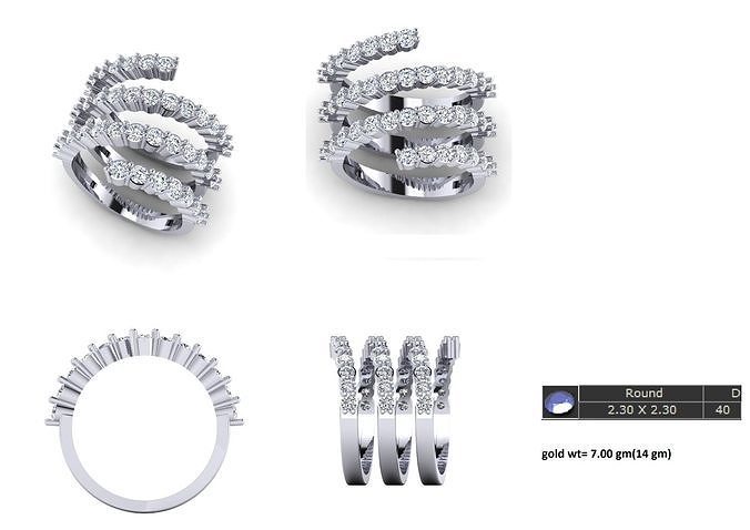 Diamond Engagement Triple  Wrap Ring For Women 3D Model  Free 3D print model