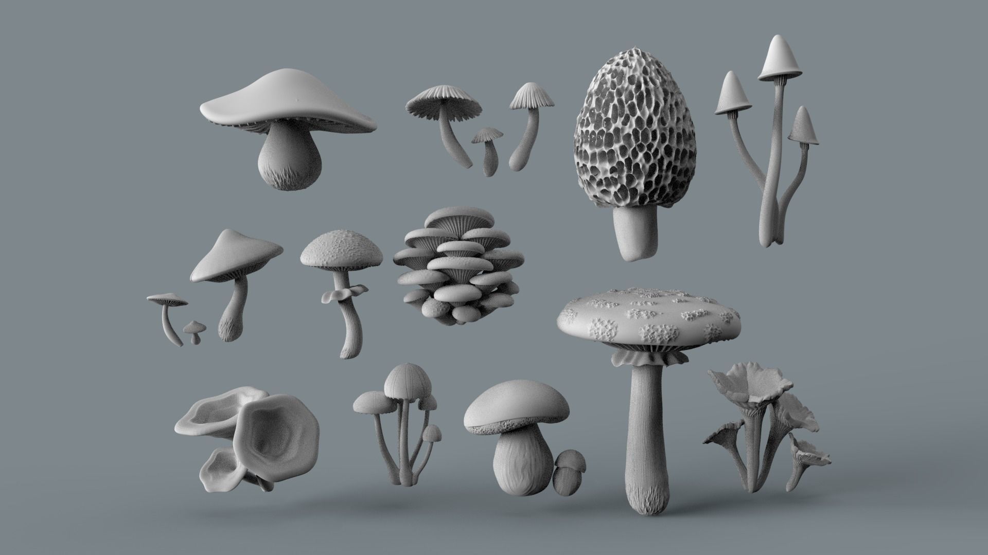 mushrooms 3D print model_2