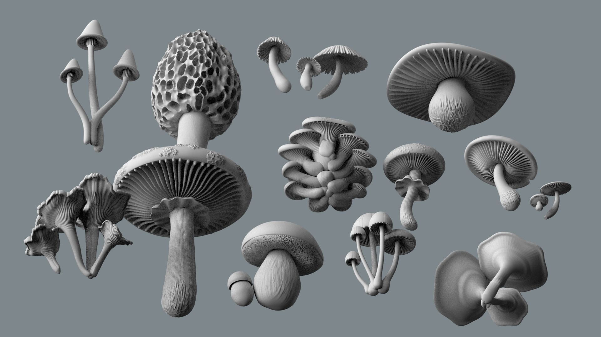 mushrooms 3D print model_4