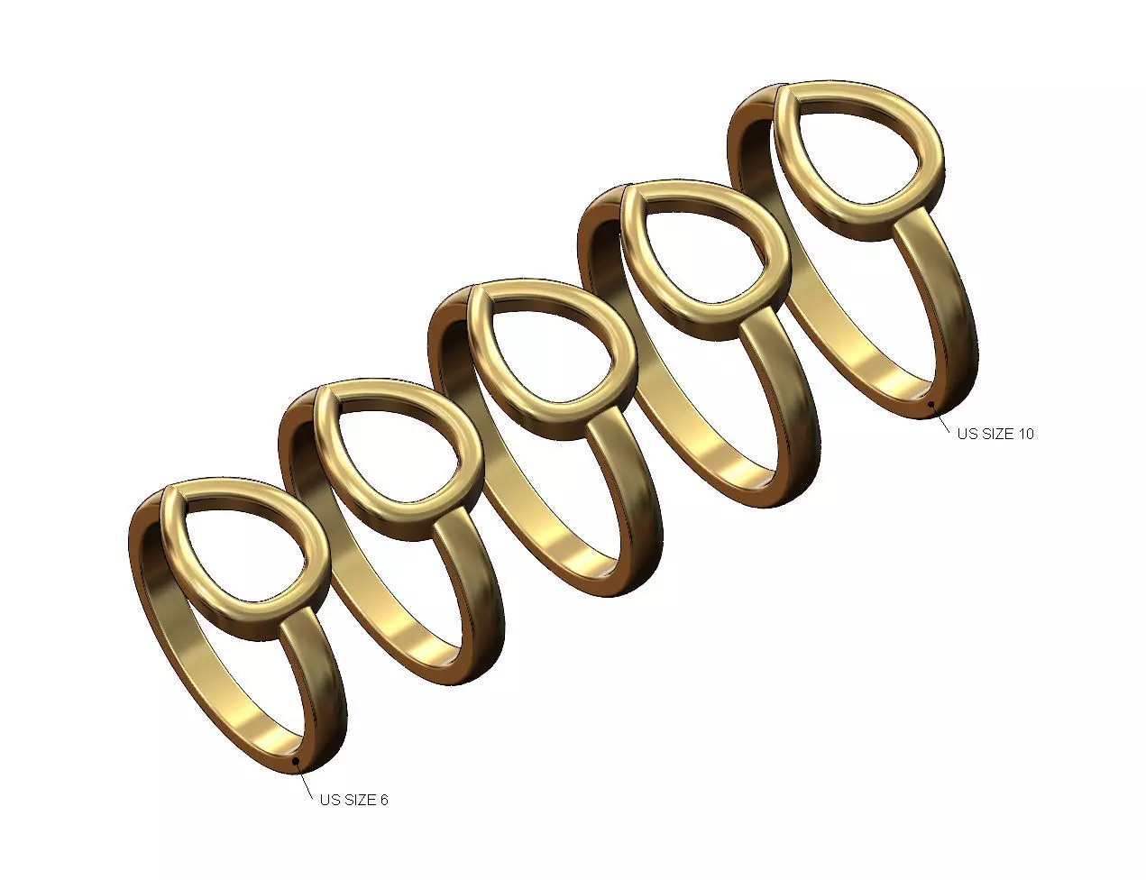 Open pear fashion stacker ring US sizes 6to10 3D print model_0