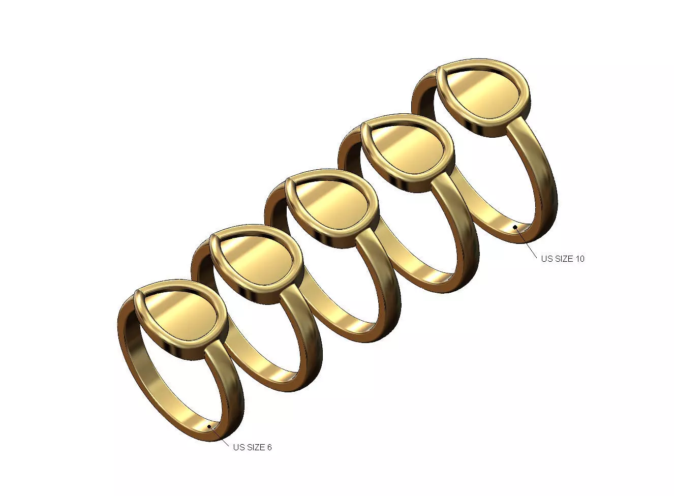Enamel teardrop pocket fashion stacker ring US sizes 6to10 3D print model