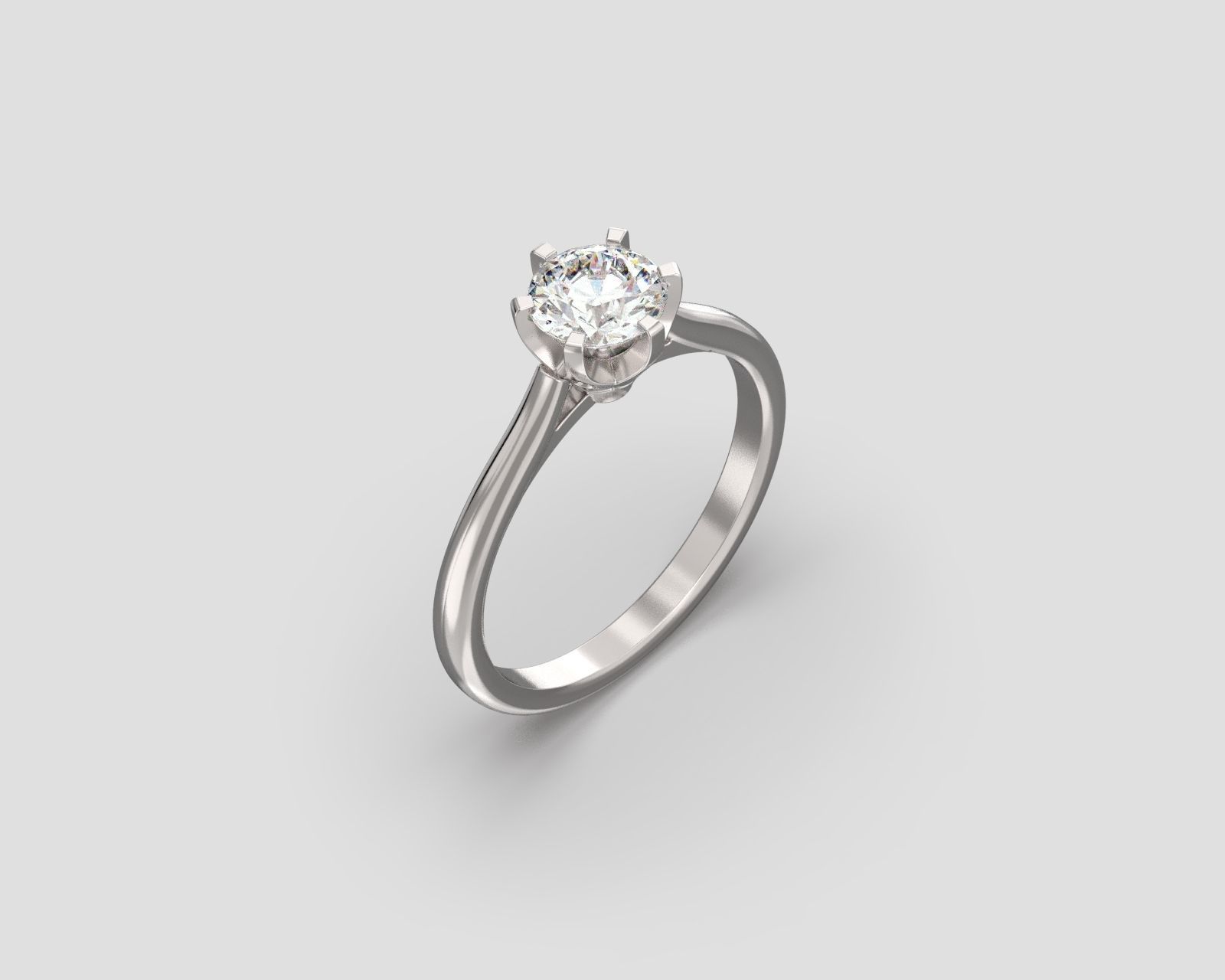 R 185 Six Prong Solitaire Ring 3D print model_1
