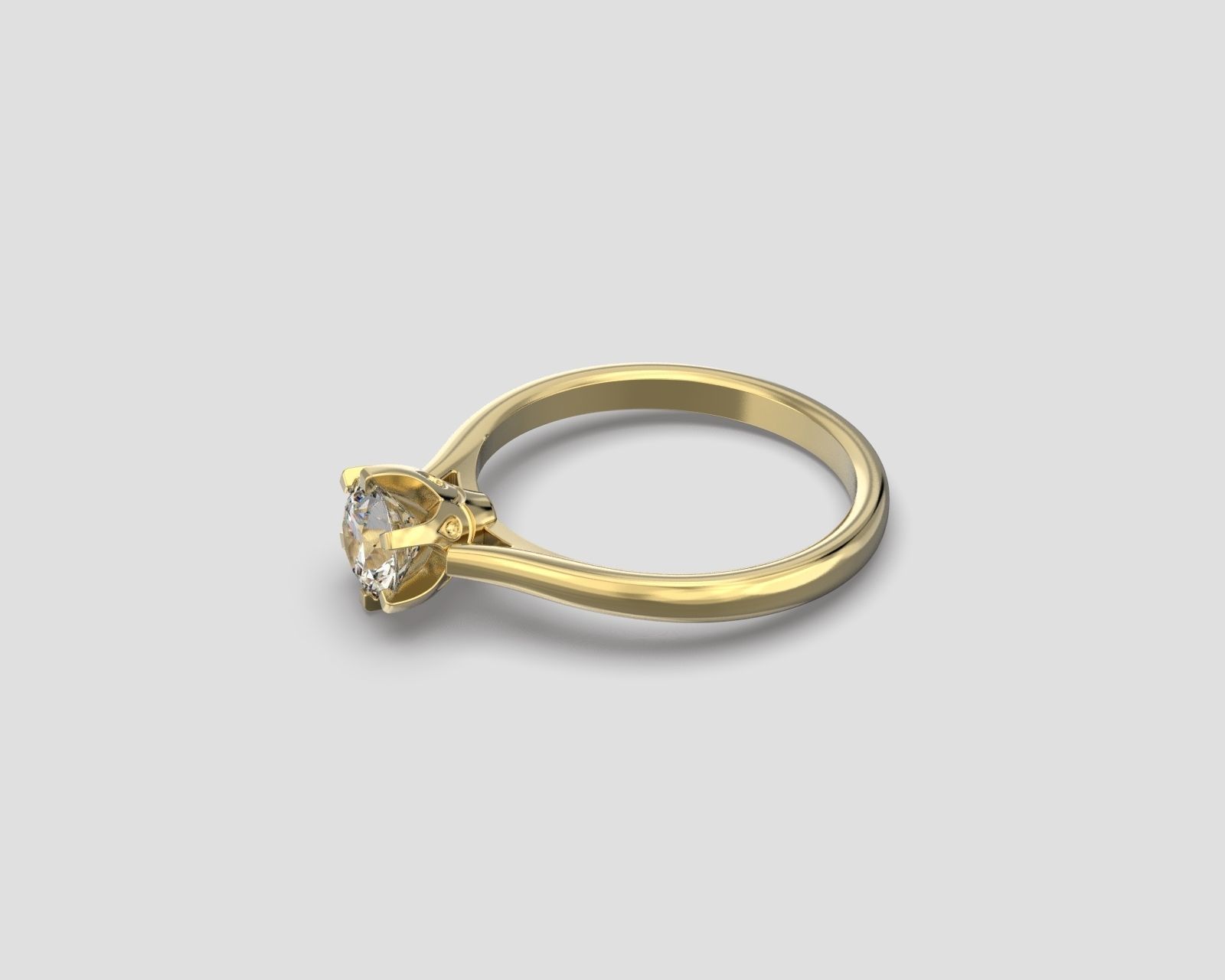R 185 Six Prong Solitaire Ring 3D print model_11