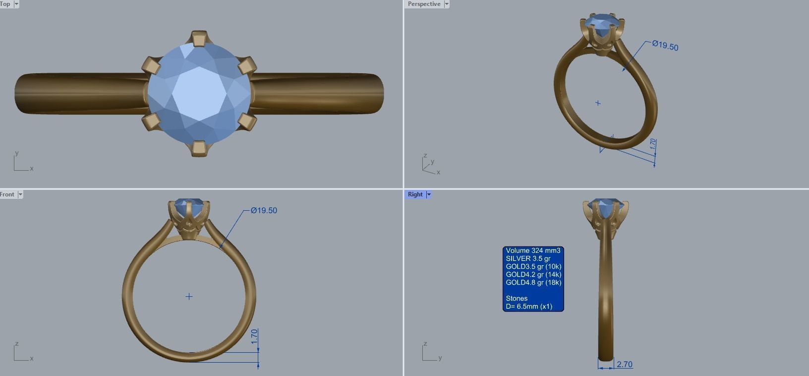 R 185 Six Prong Solitaire Ring 3D print model_14