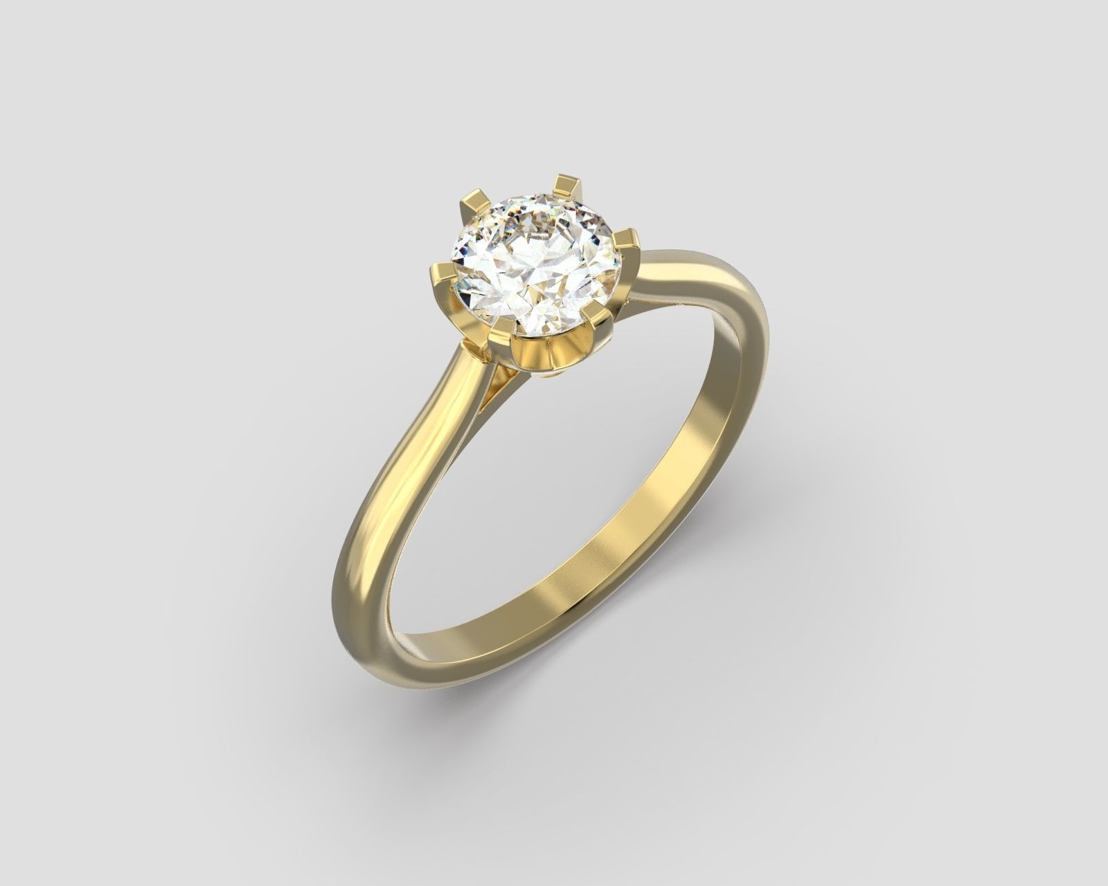 R 185 Six Prong Solitaire Ring 3D print model_6