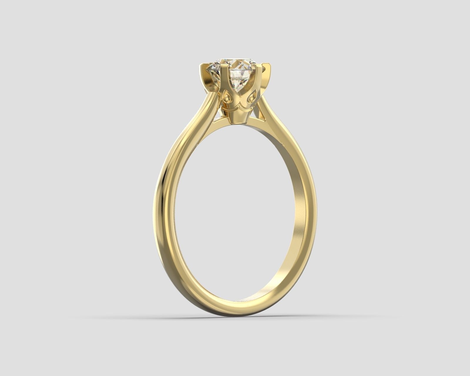 R 185 Six Prong Solitaire Ring 3D print model_8