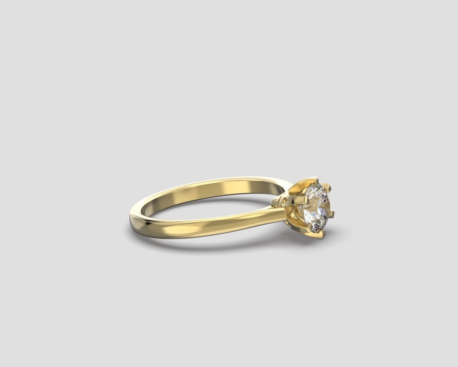R 185 Six Prong Solitaire Ring 3D print model_10