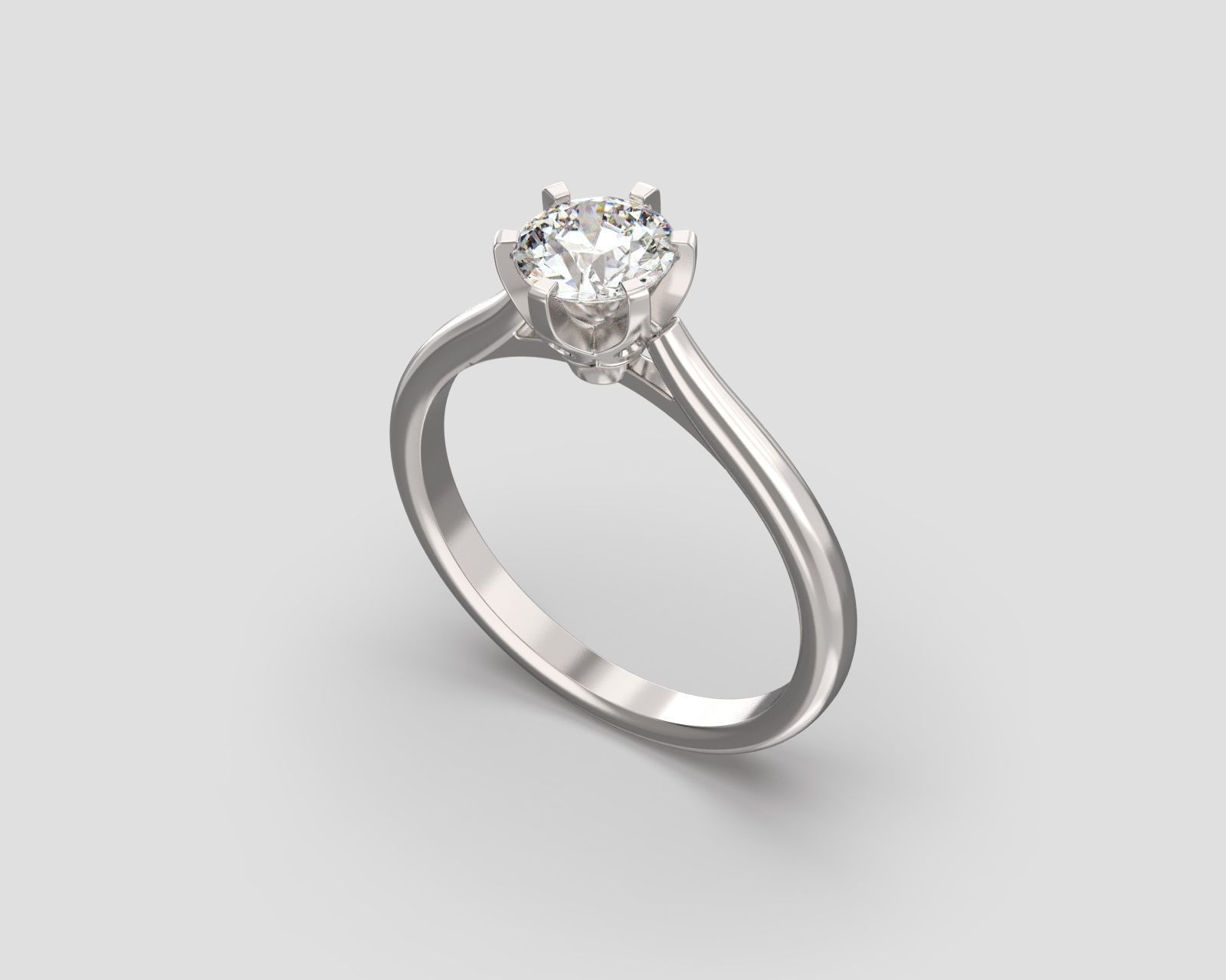 R 185 Six Prong Solitaire Ring 3D print model_5