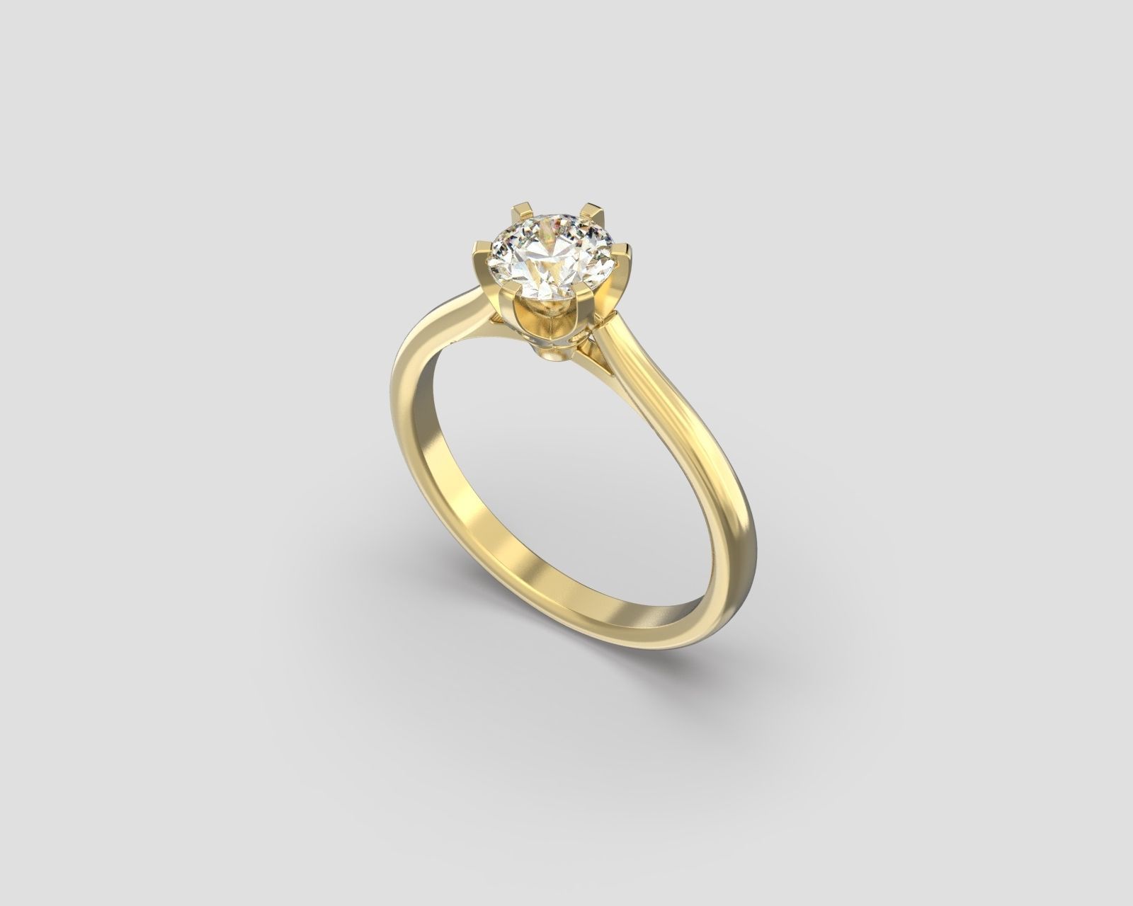 R 185 Six Prong Solitaire Ring 3D print model_9