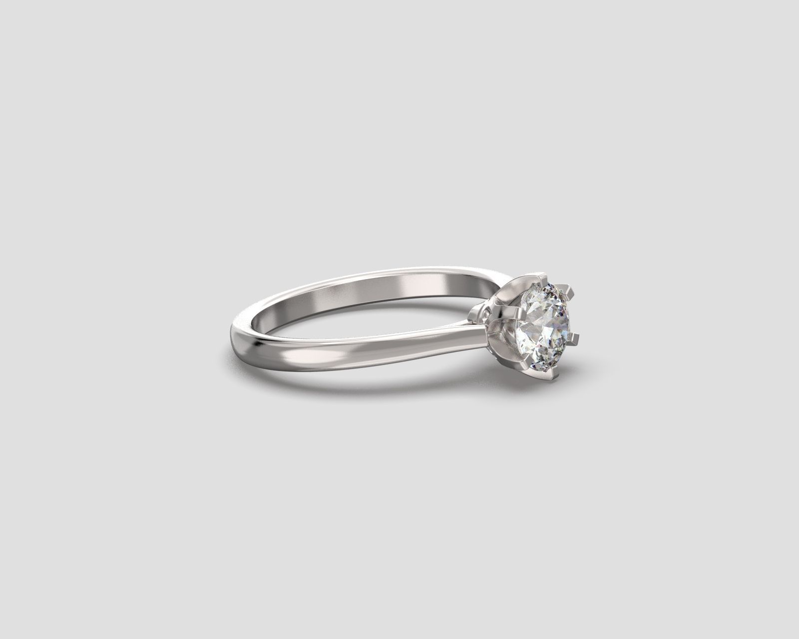 R 185 Six Prong Solitaire Ring 3D print model_13