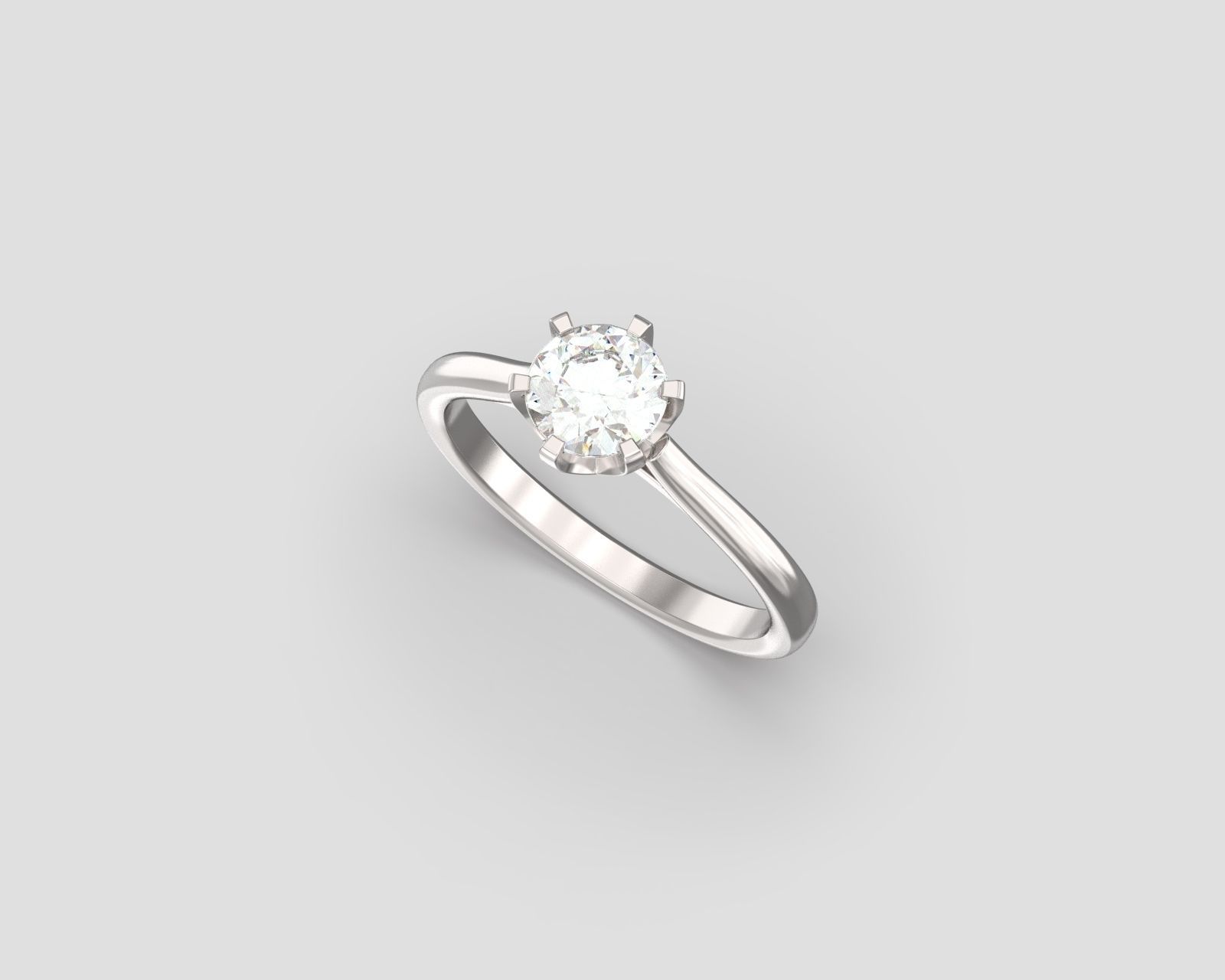 R 185 Six Prong Solitaire Ring 3D print model_2