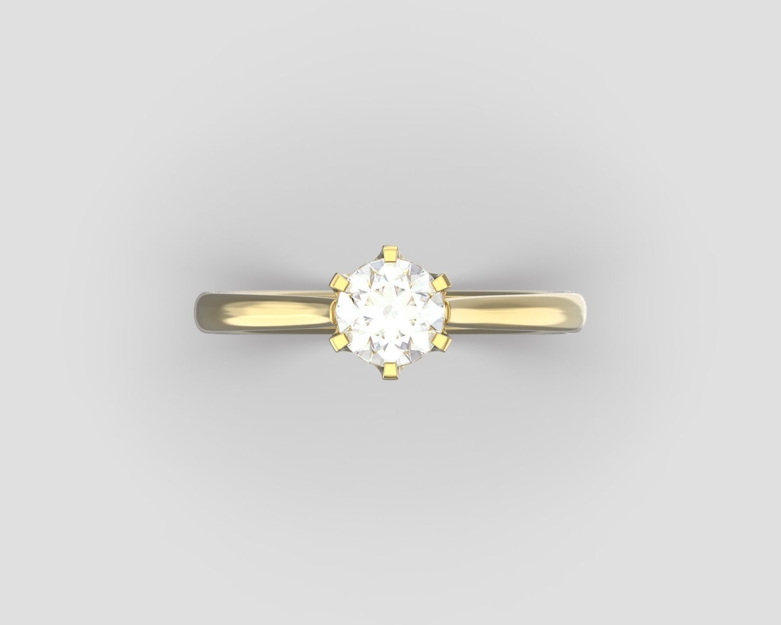 R 185 Six Prong Solitaire Ring 3D print model_7