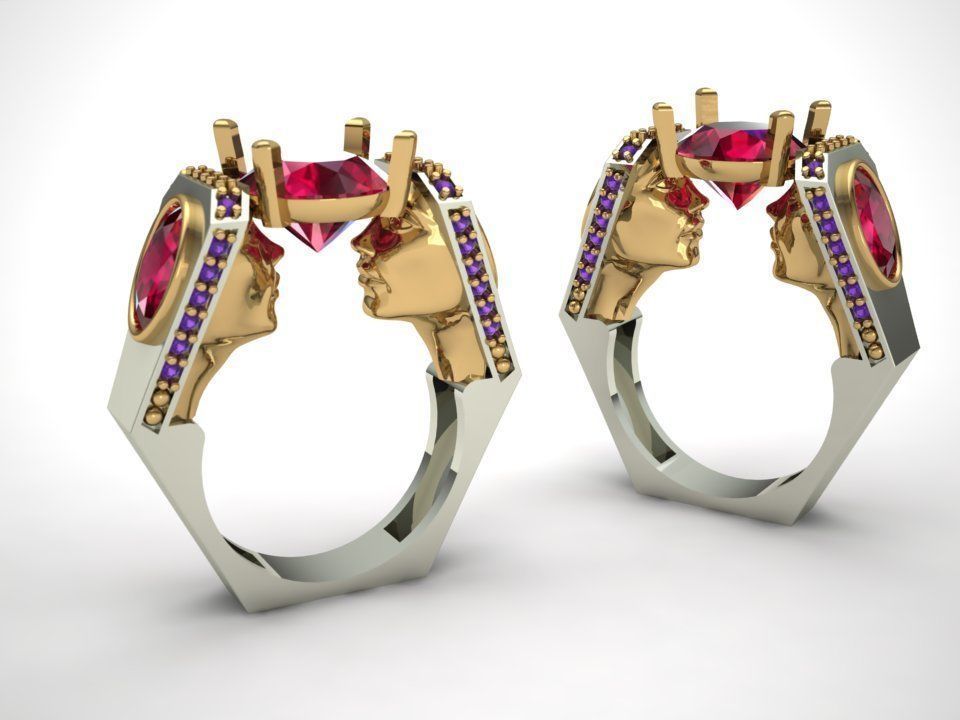 face ring 3D print model_30