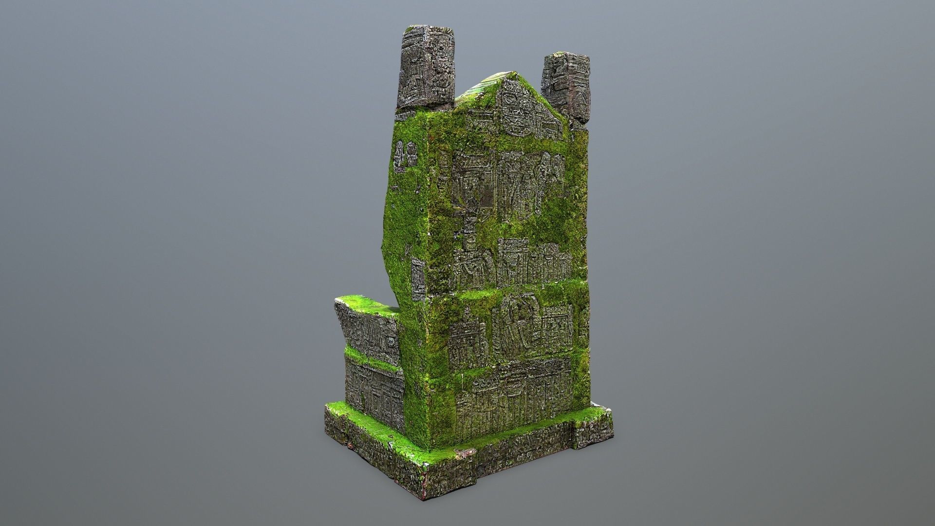 Stone Throne Low-poly 3D model_5