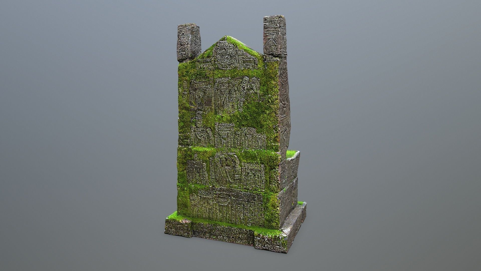 Stone Throne Low-poly 3D model_4