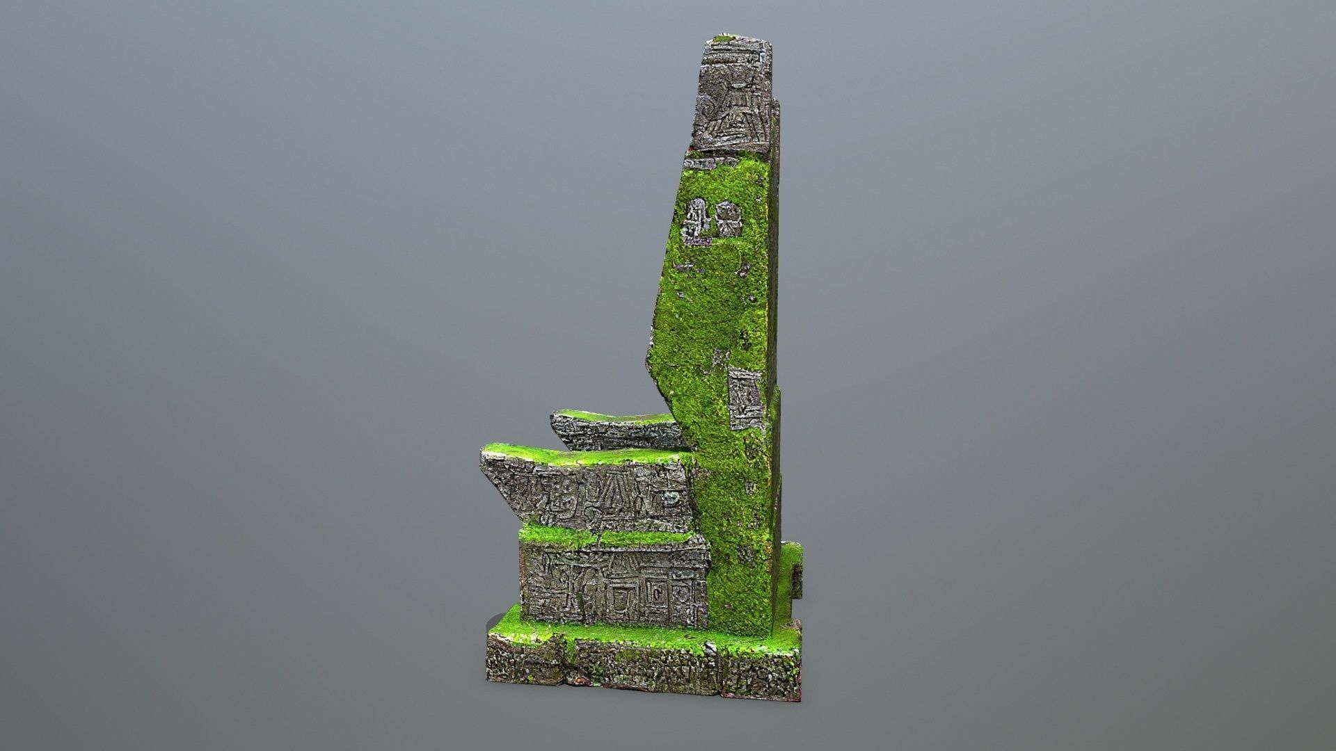 Stone Throne Low-poly 3D model_6