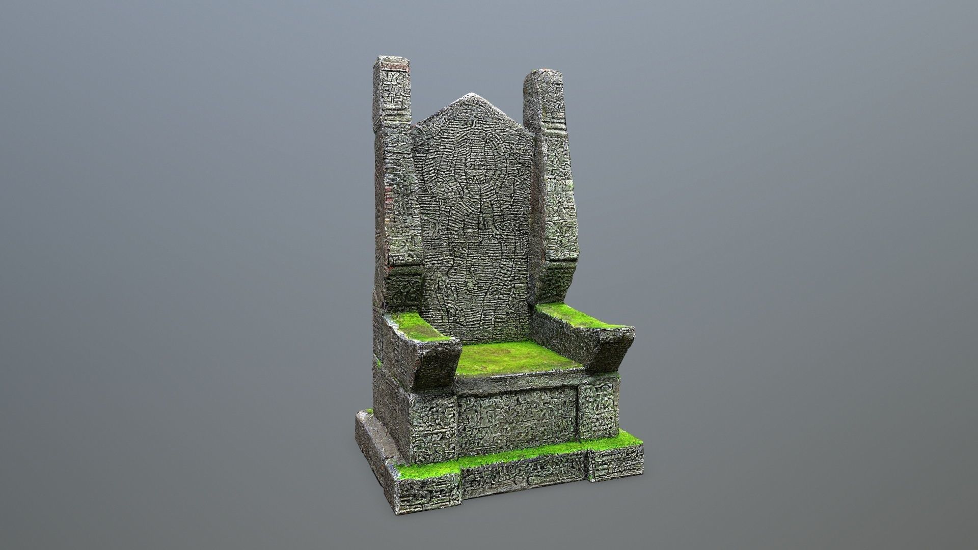Stone Throne Low-poly 3D model_1