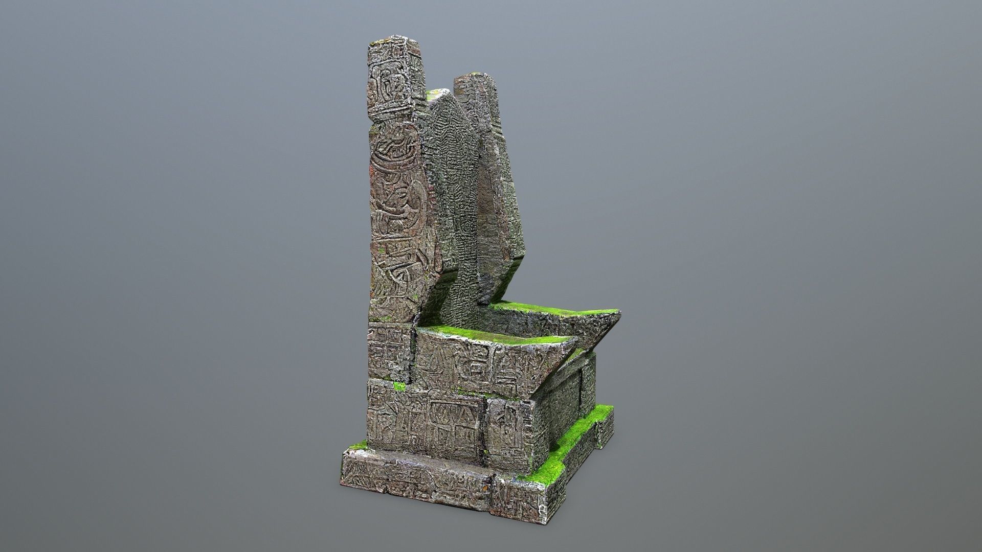 Stone Throne Low-poly 3D model_2