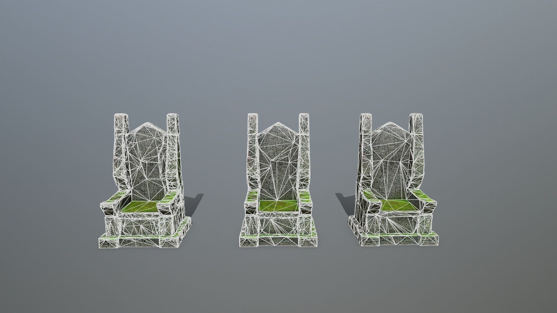 Stone Throne Low-poly 3D model_10