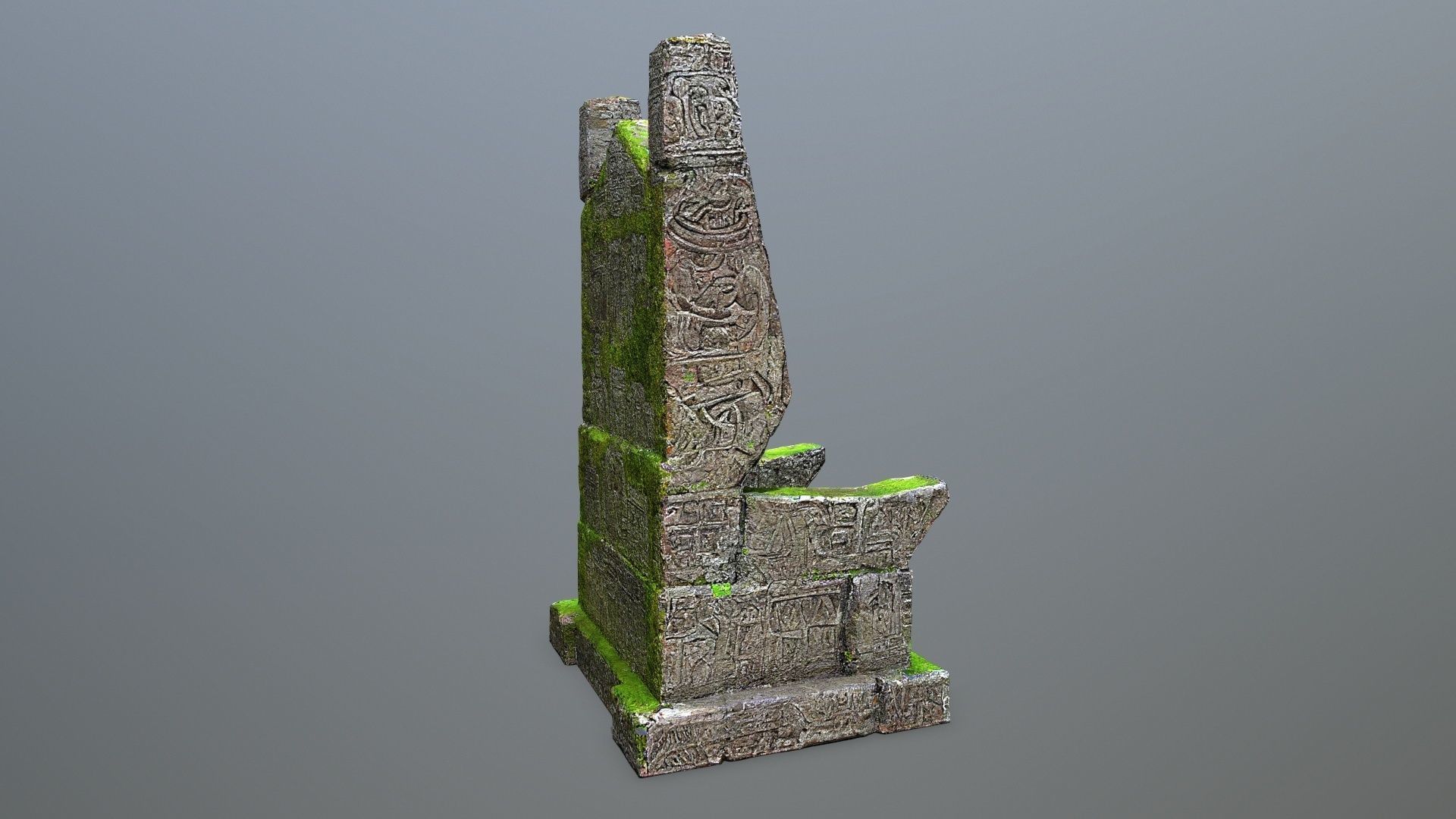 Stone Throne Low-poly 3D model_3