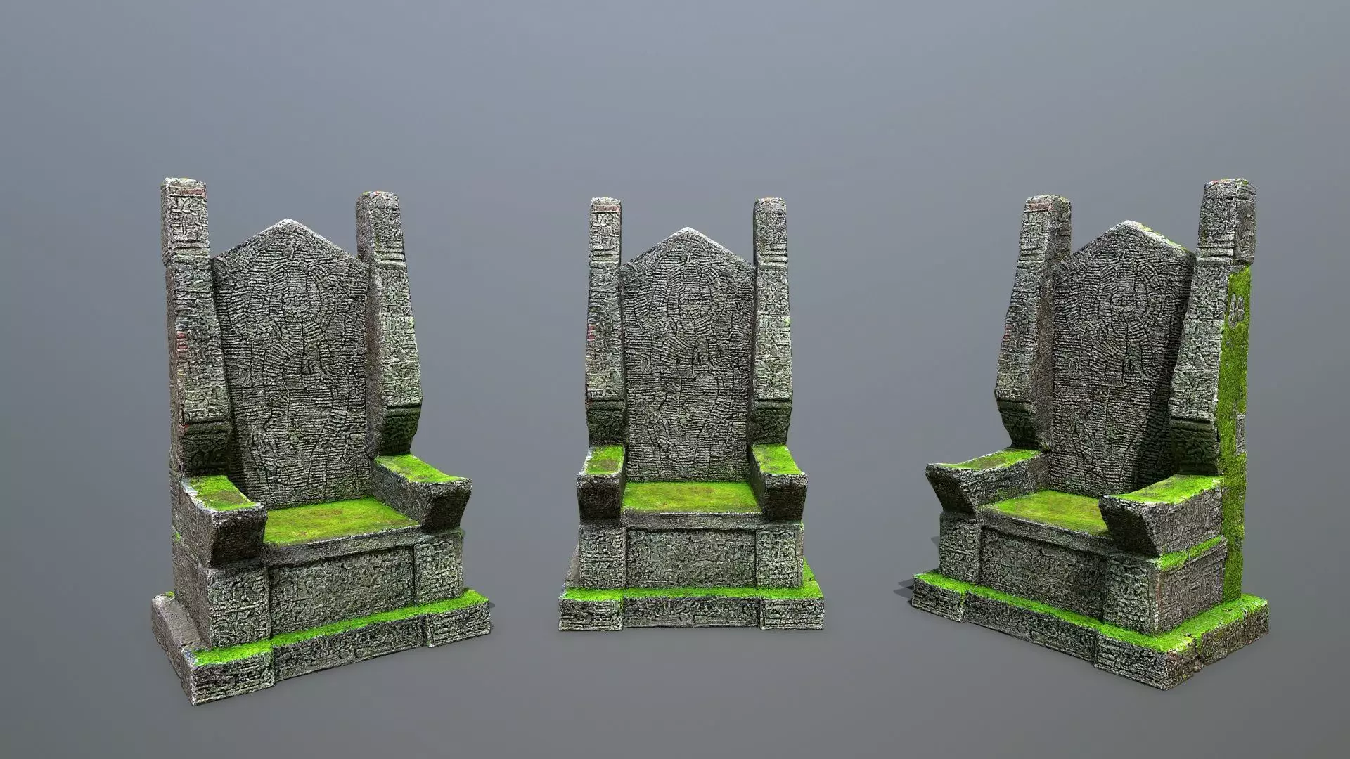 Stone Throne Low-poly 3D model_0