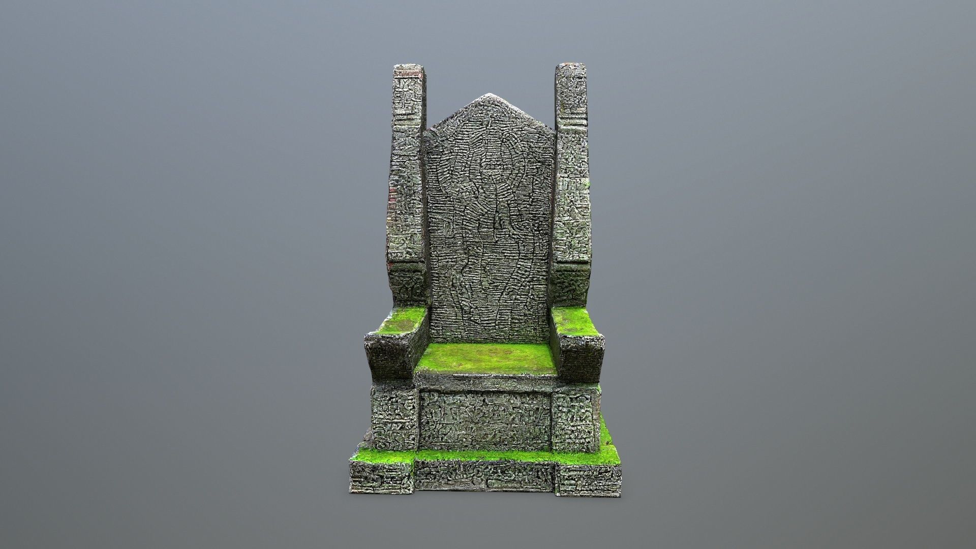 Stone Throne Low-poly 3D model_8