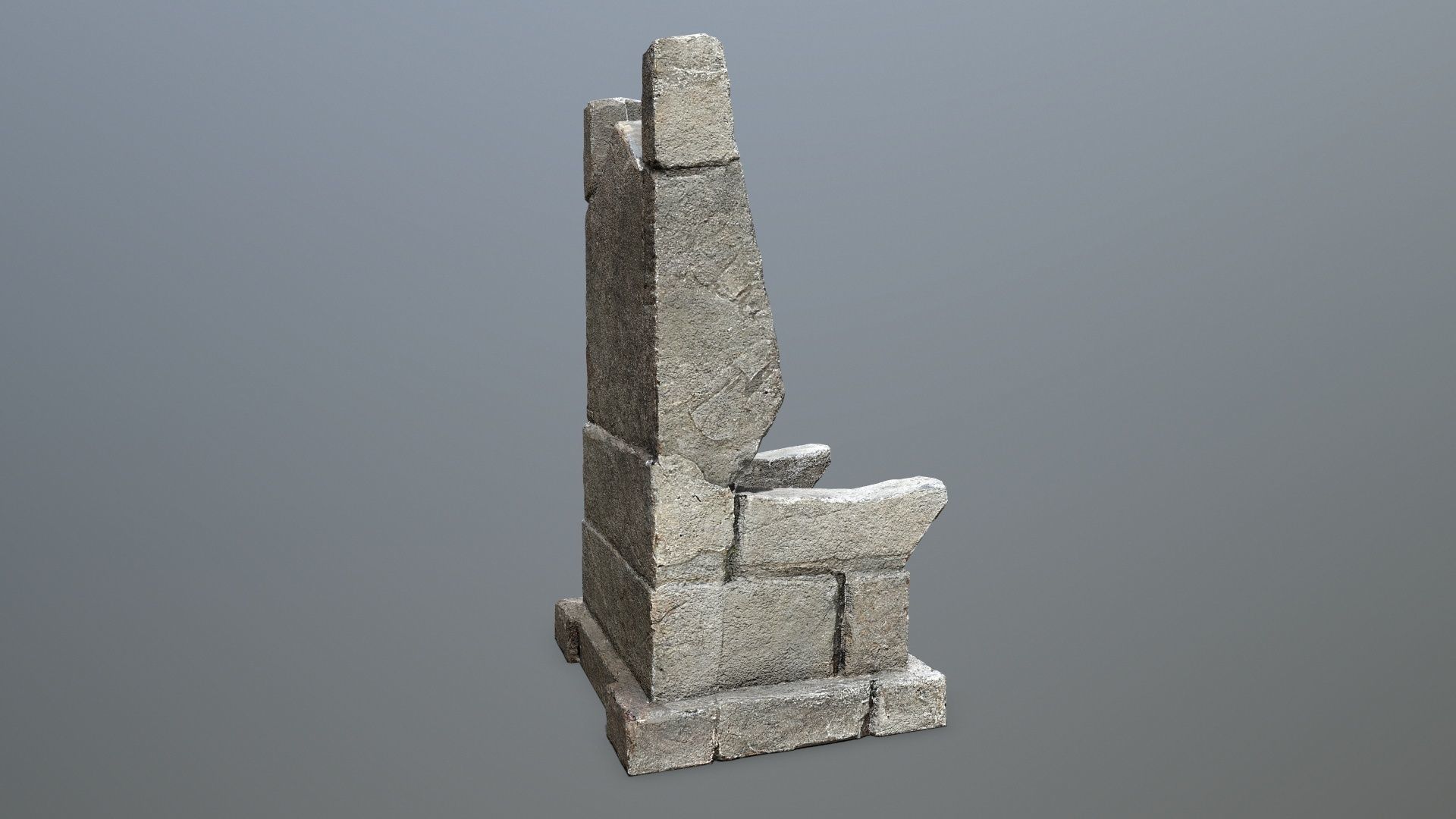 Stone Throne Low-poly 3D model_3