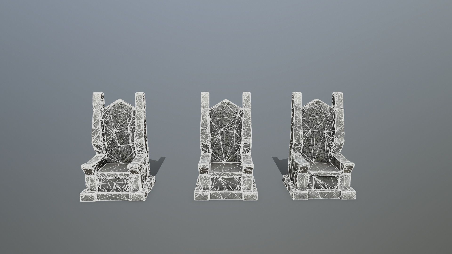 Stone Throne Low-poly 3D model_11