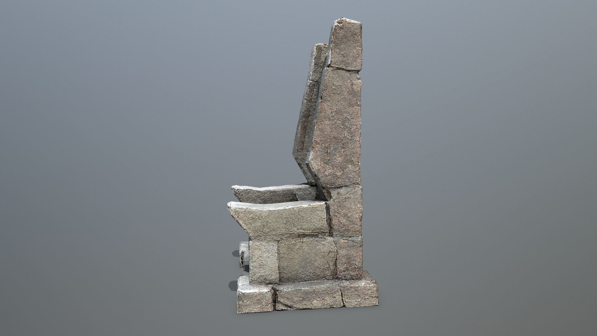 Stone Throne Low-poly 3D model_7