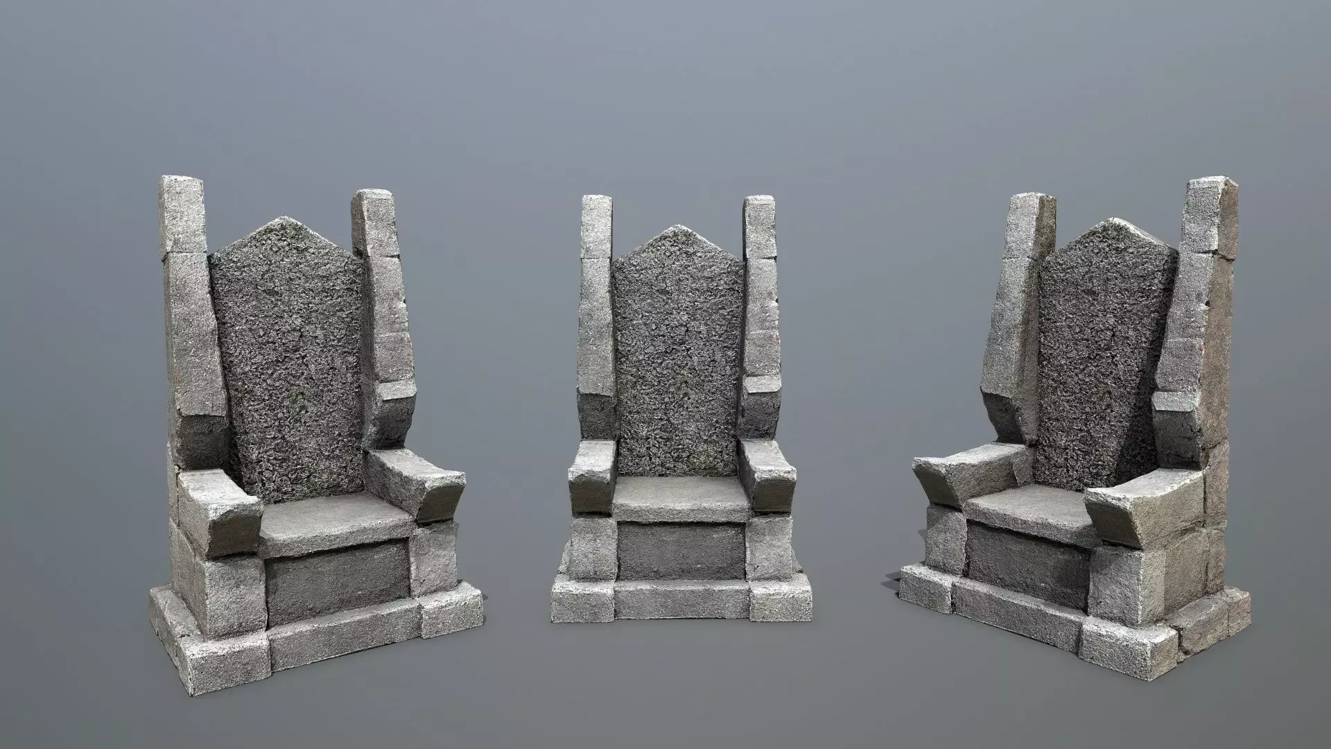 Stone Throne Low-poly 3D model_0