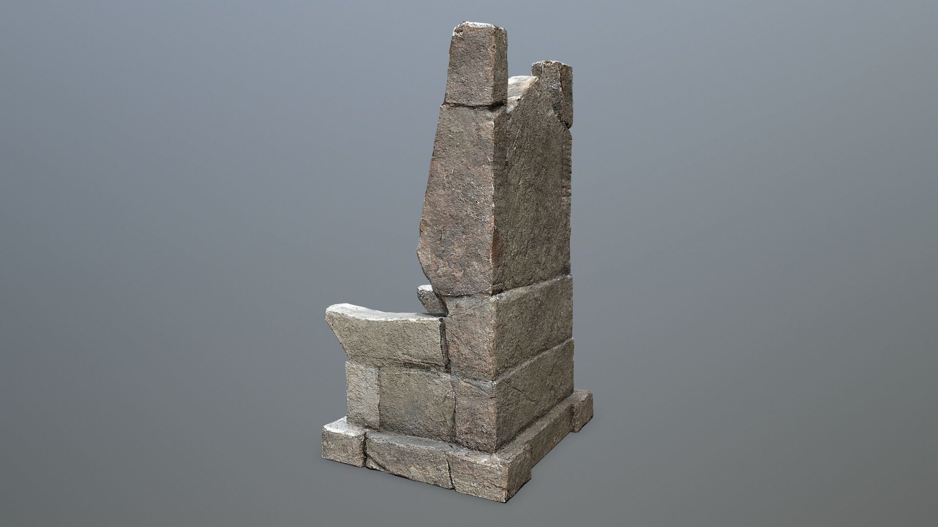 Stone Throne Low-poly 3D model_6