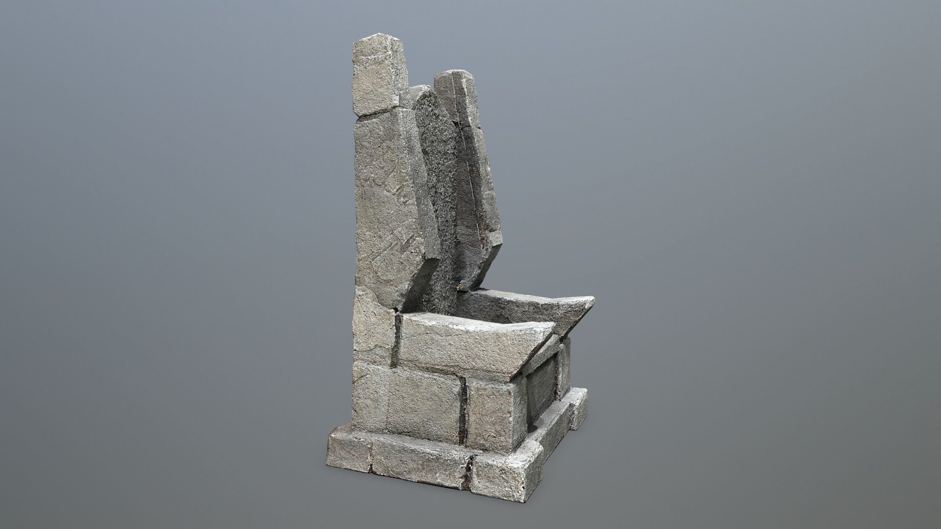 Stone Throne Low-poly 3D model_2
