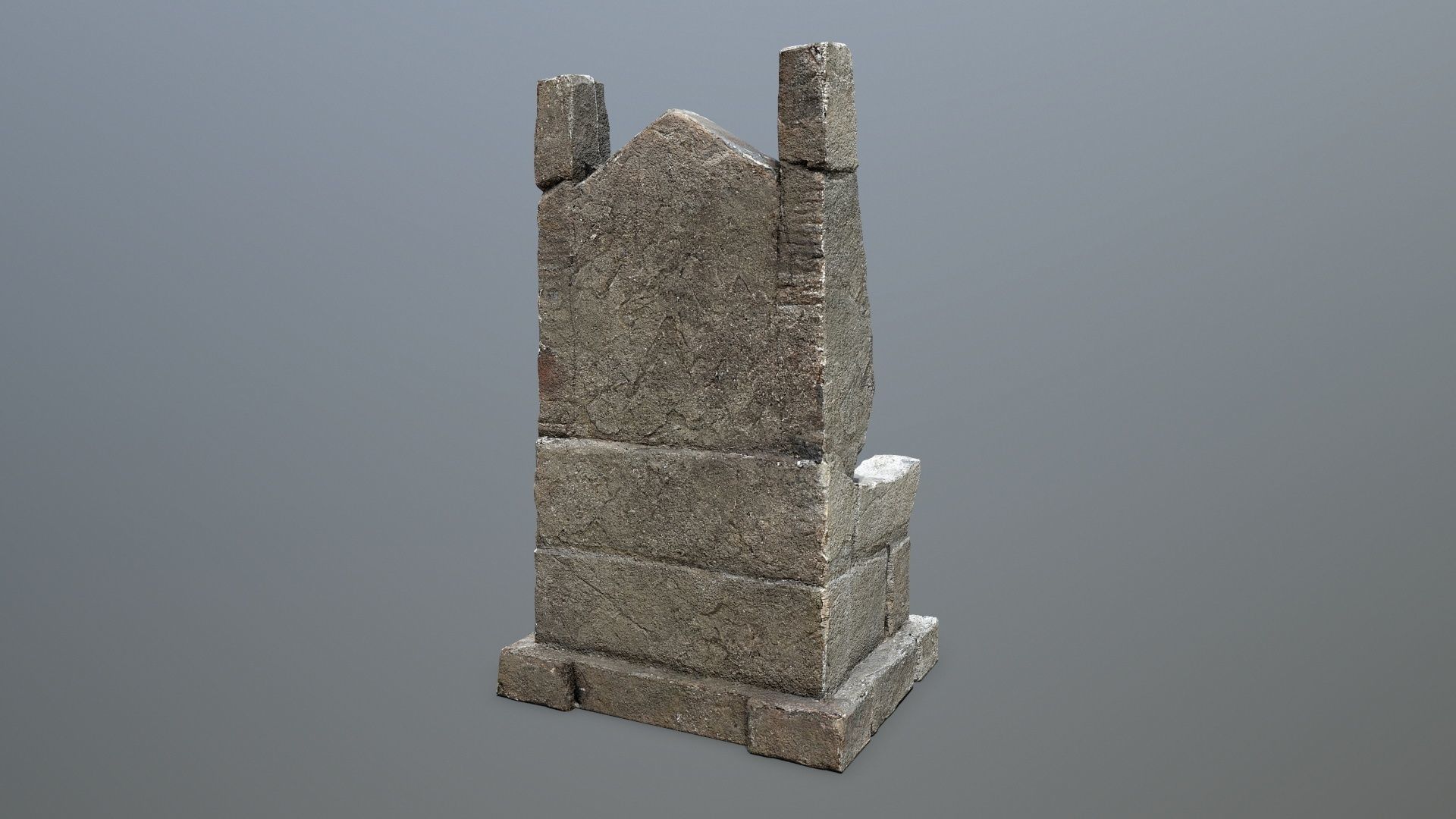 Stone Throne Low-poly 3D model_4