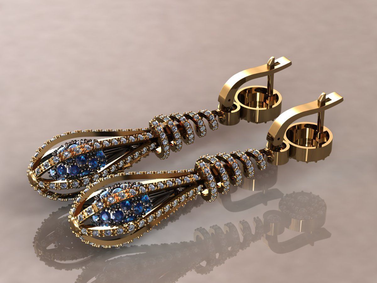 Earrings pear drop 3 3D print model_4