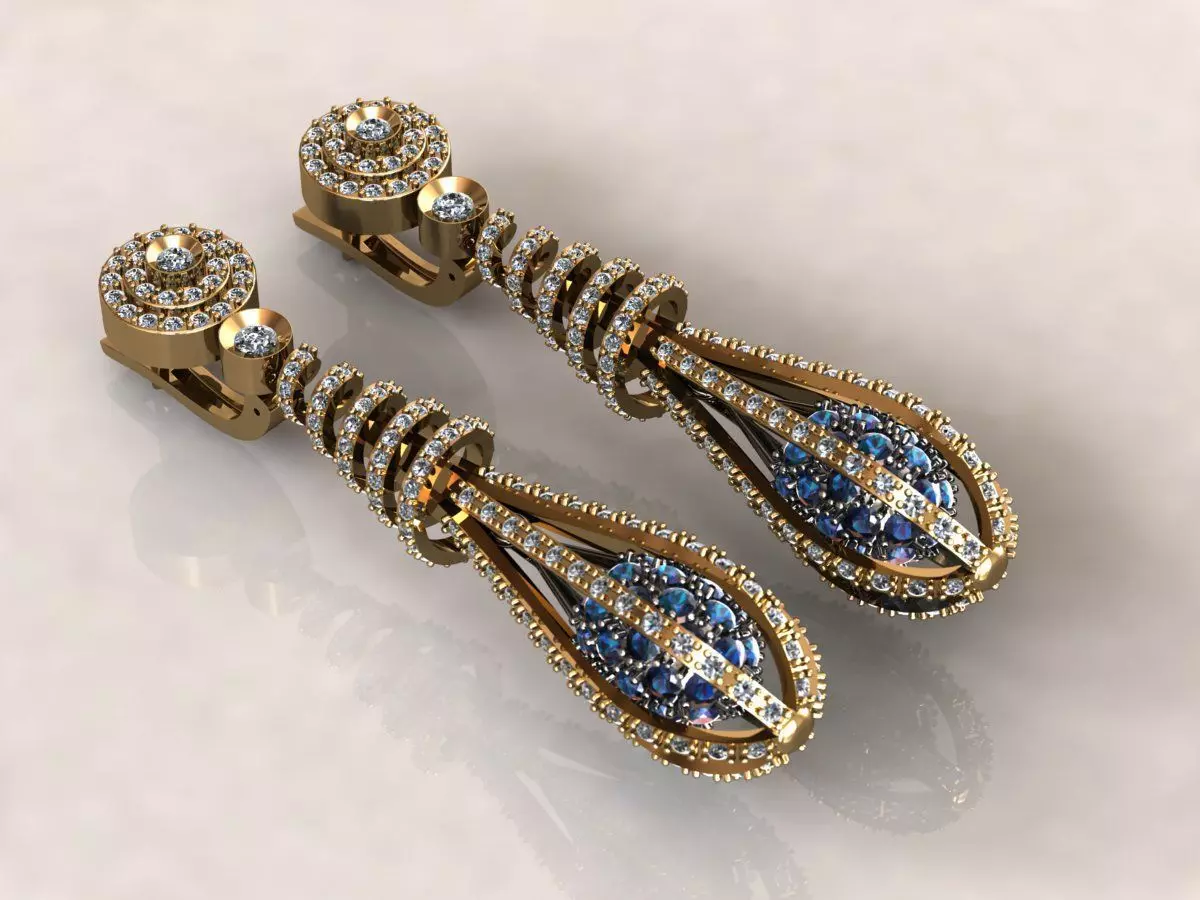 Earrings pear drop 3 3D print model_0