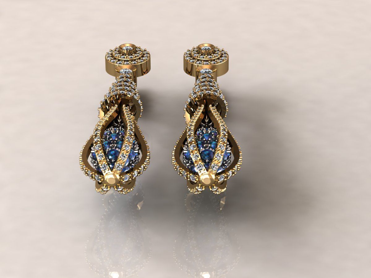 Earrings pear drop 3 3D print model_1