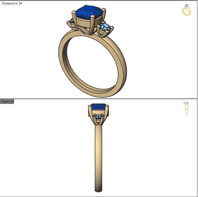 Cushion engagement ring 3D print model_25