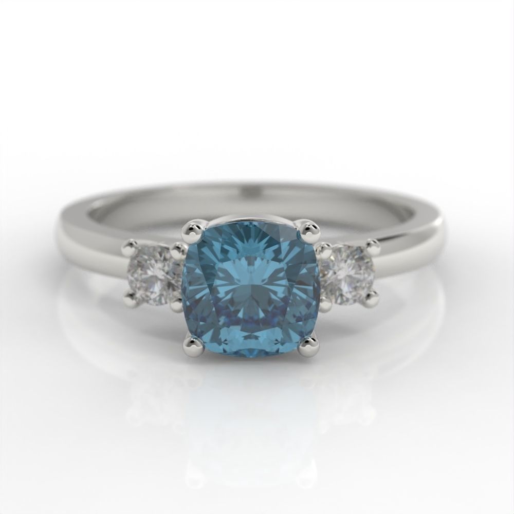 Cushion engagement ring 3D print model_1